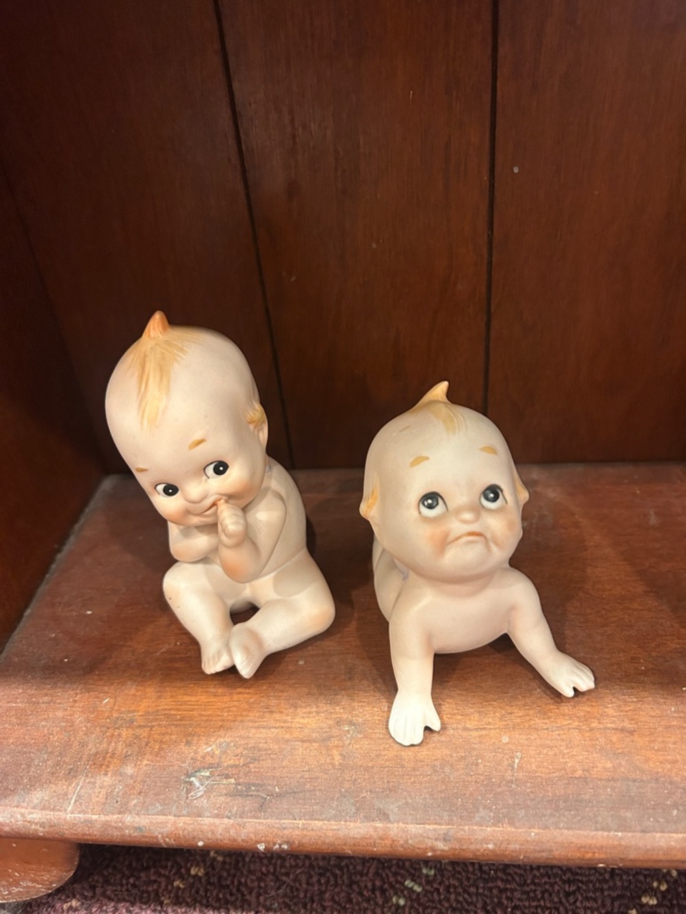 2 lefton kewpie dolls porcelain vintage figurines